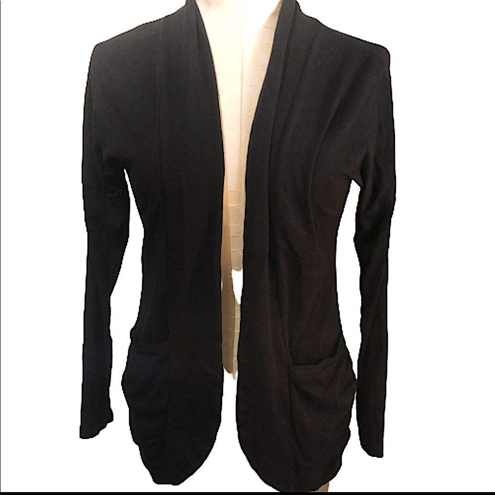 Black Essential Open Front Cardigan with Pockets